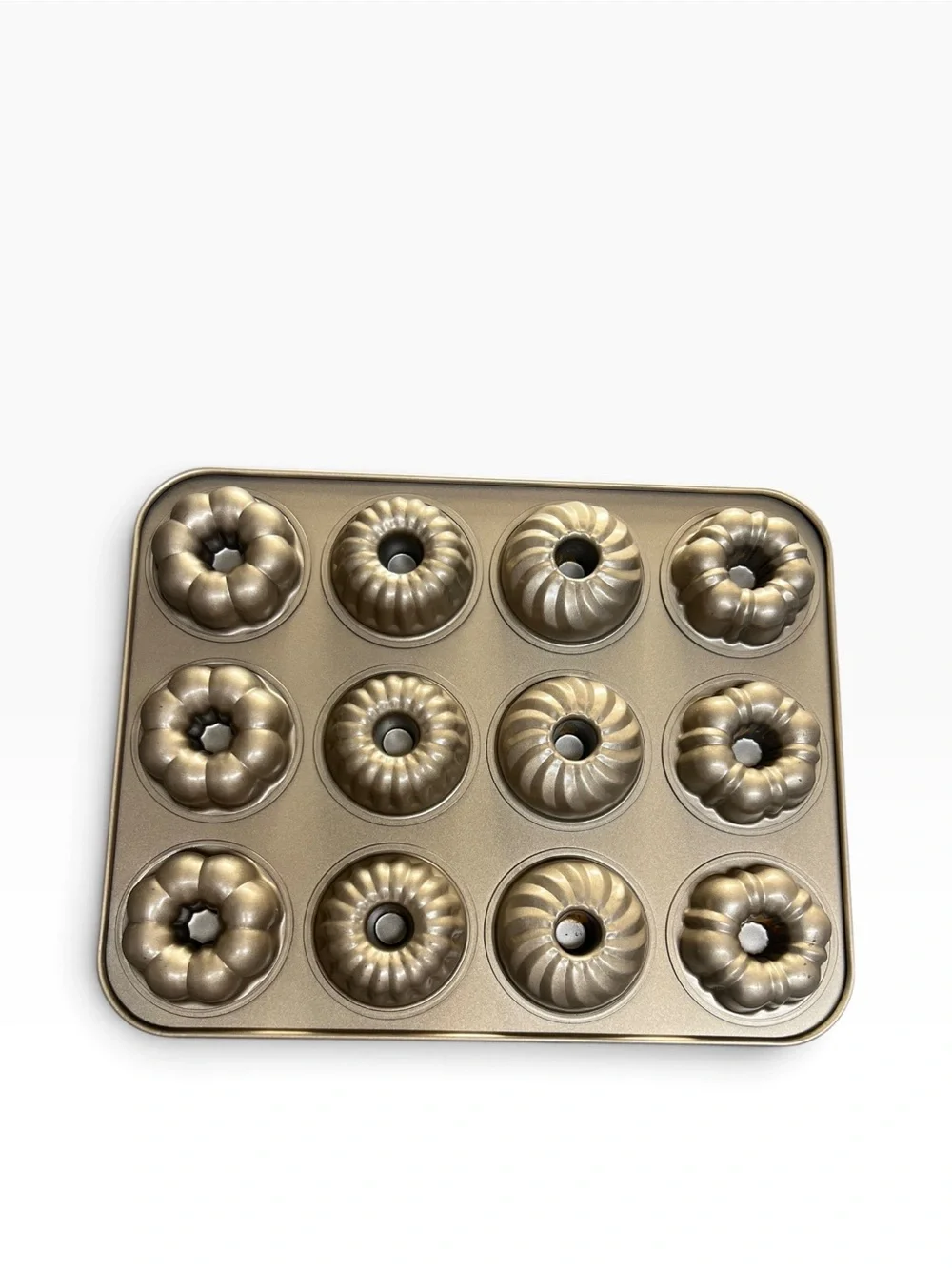 Mini Fluted Bundt Cake Pan Champagne Gold 12 Cavity Size One Size